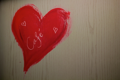 Painted heart with the words